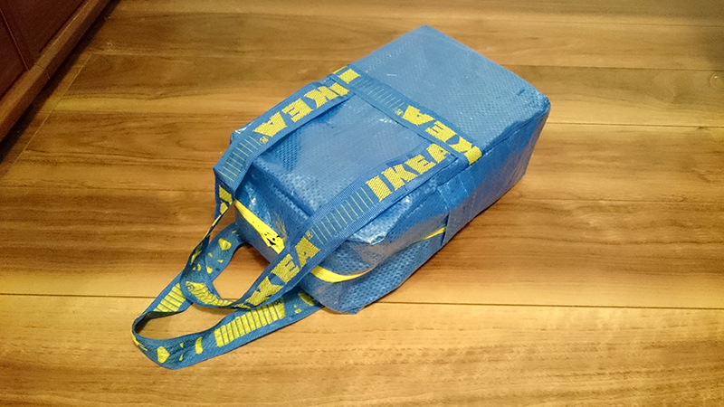 IKEAのショッパーをリメイクしてシューズバッグ